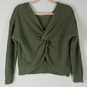 Olive Knit Twist Sweater